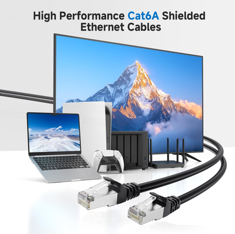 Cable Matters 10Gbps Snagless Shielded Cat 6A Ethernet Cable - 30ft, Cat 6A Cable, Cat6A Cord, Ethernet Cord, Black - Image 2